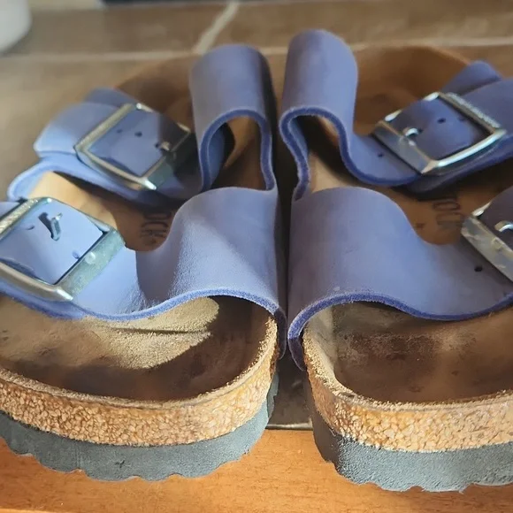 Birkenstock Sandals Wirh Blue Leather Strap Size 38 - Picture 5 of 12